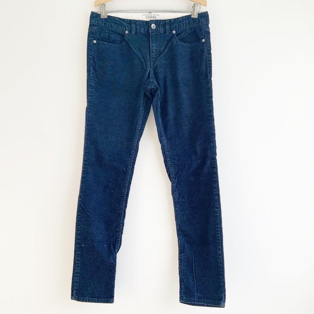 Lands' End Canvas 1963 Low Rise Slim Leg Navy Corduroy Pants - Picture 2 of 16
